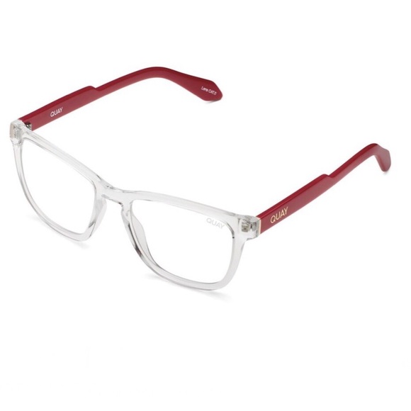 QUAY Hardwire Blue Light Glasses Clear & Red Frame Bluelight Blocking Lens NWT - Picture 4 of 6